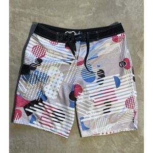 O Quinn Shorts Mens 33 Swim Trunks Multi Color Board Pocket Surf OQ Pool